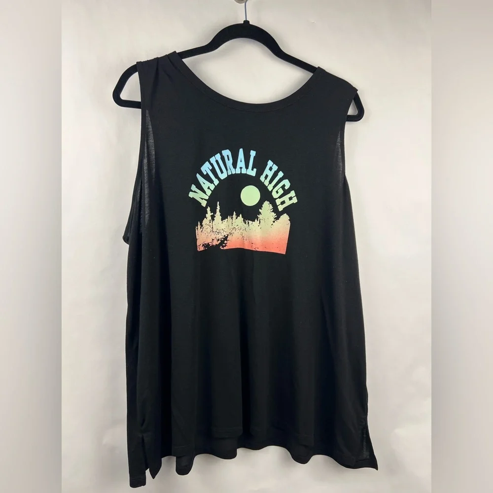 Old Navy Active Tank, Black, Ultralite, Sleeveless, Graphic Print, Festival Gym - Picture 2 of 7